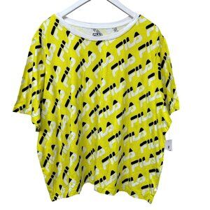 FILA Tennis Top Plus Size 3X Short Sleeve Tee Yellow Logo Womens Sportswear NWT